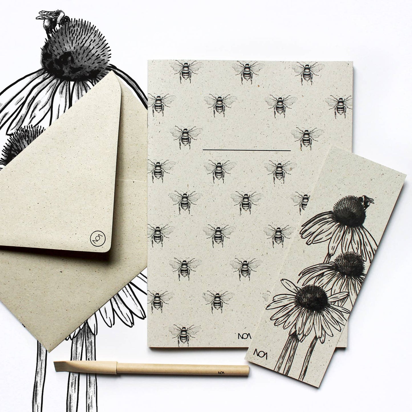 *Grass Paper* A5 Wild Bee Softcover Notebook / Sketchbook