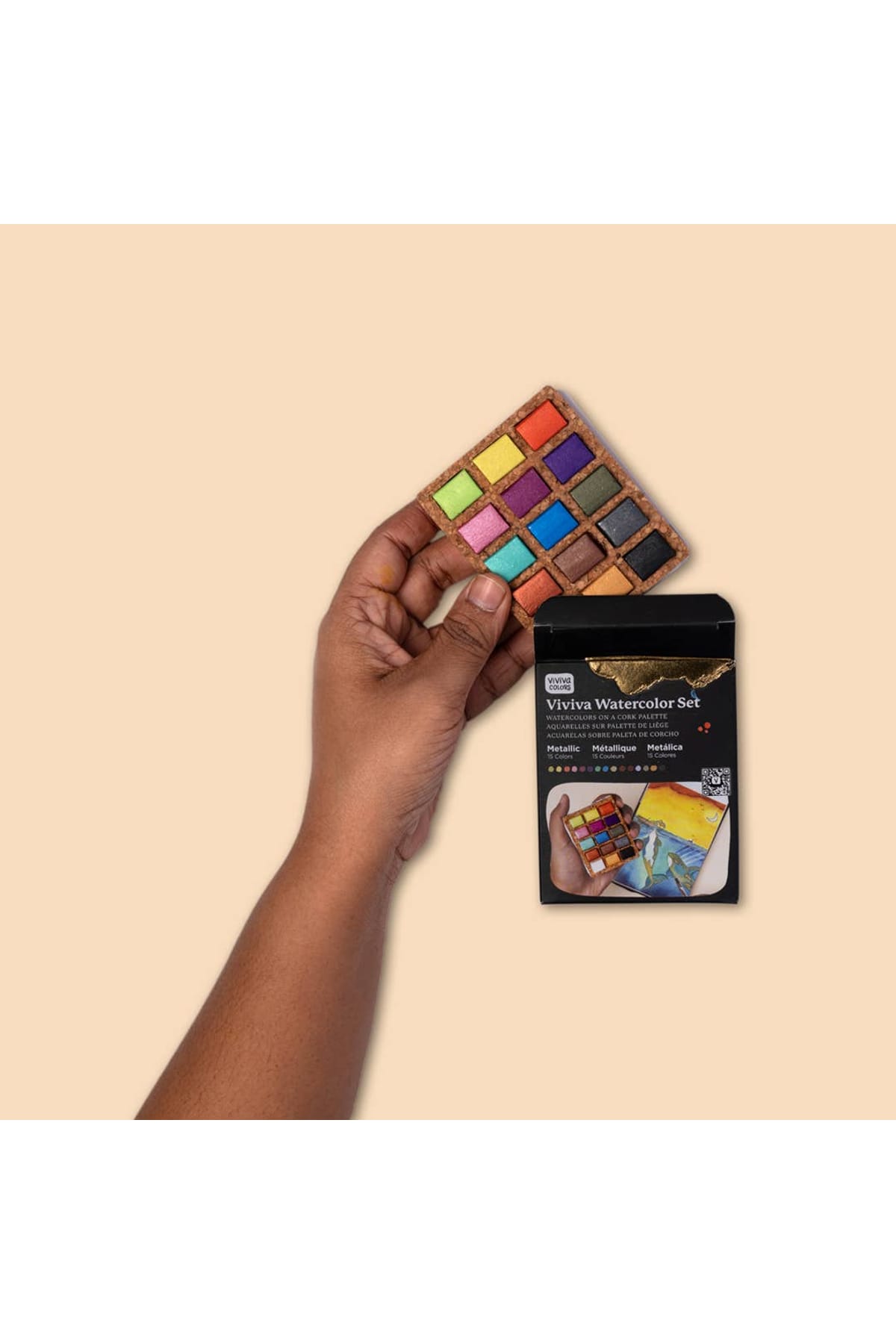 Watercolor Pans - Metallic 15 Colors (Pack of 5) Nano Pallet