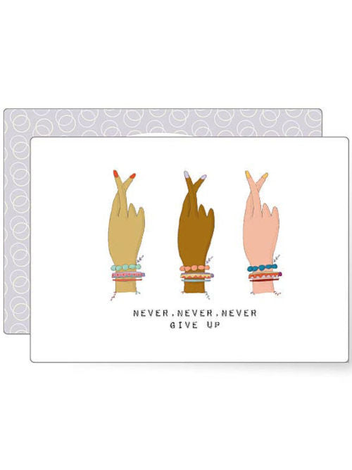 Illustration of crossed fingers with colourful bracelets symbolising hope, encouragement and perseverance.