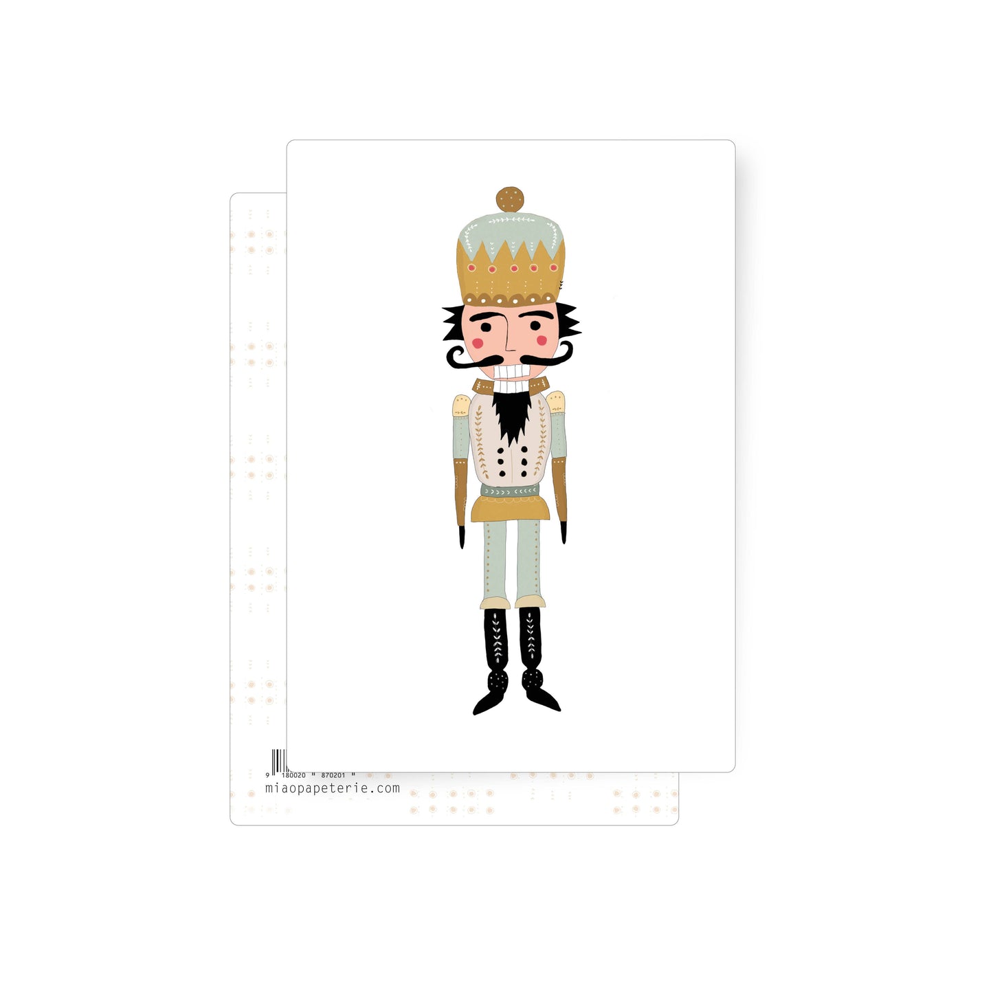 Beautiful Christmas illustration of a nutcracker character on a white background